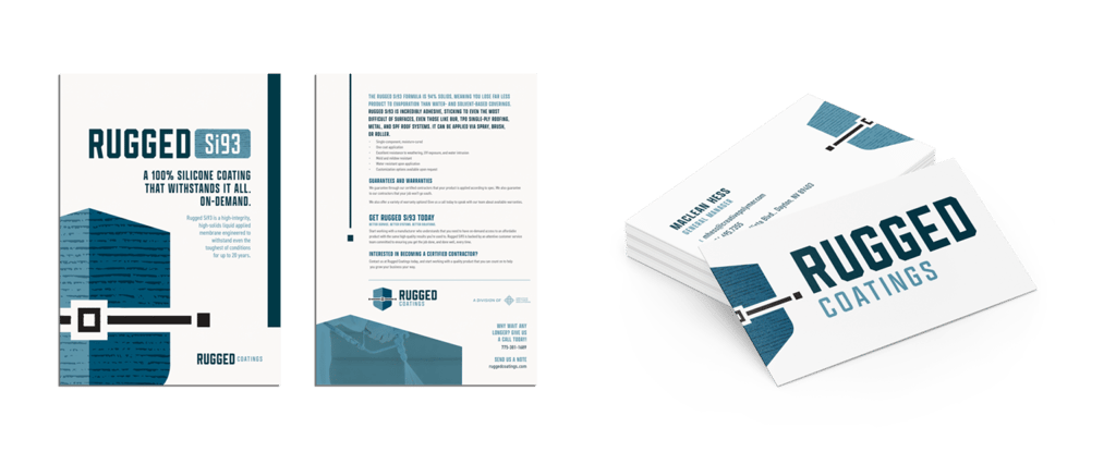 rugged sales sheets and business cards