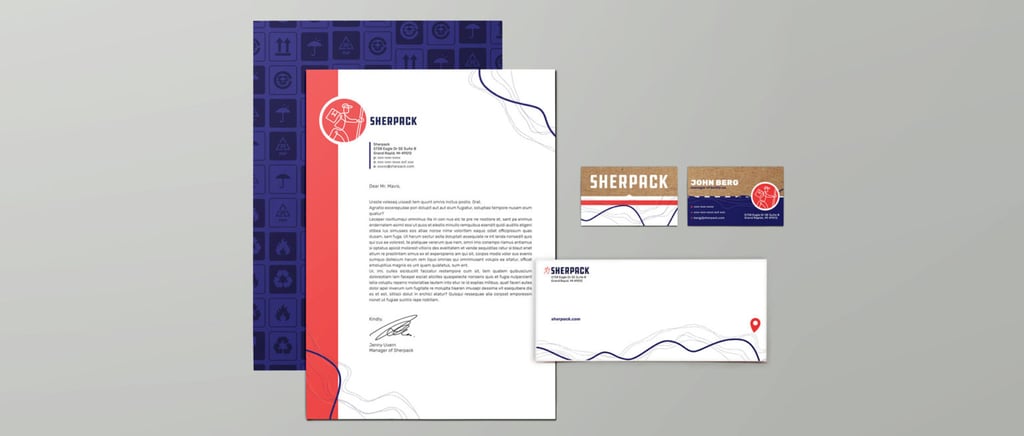 Sherpack stationary and print design